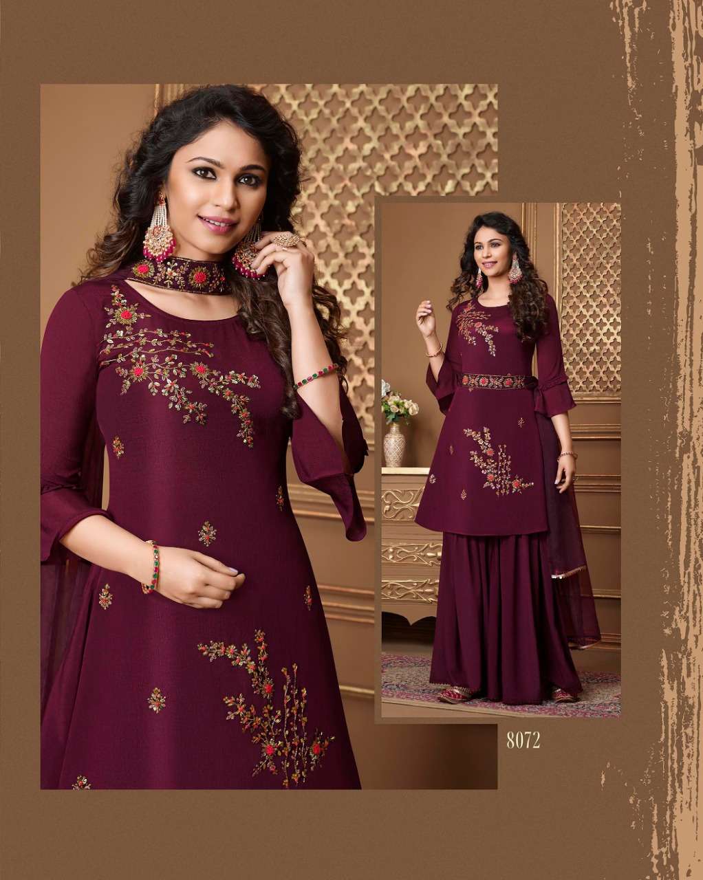 Lily & Lali-Glorious-Handwork-Chinnon-Kurti-Gharara-Organza-Dupatta-8072-C